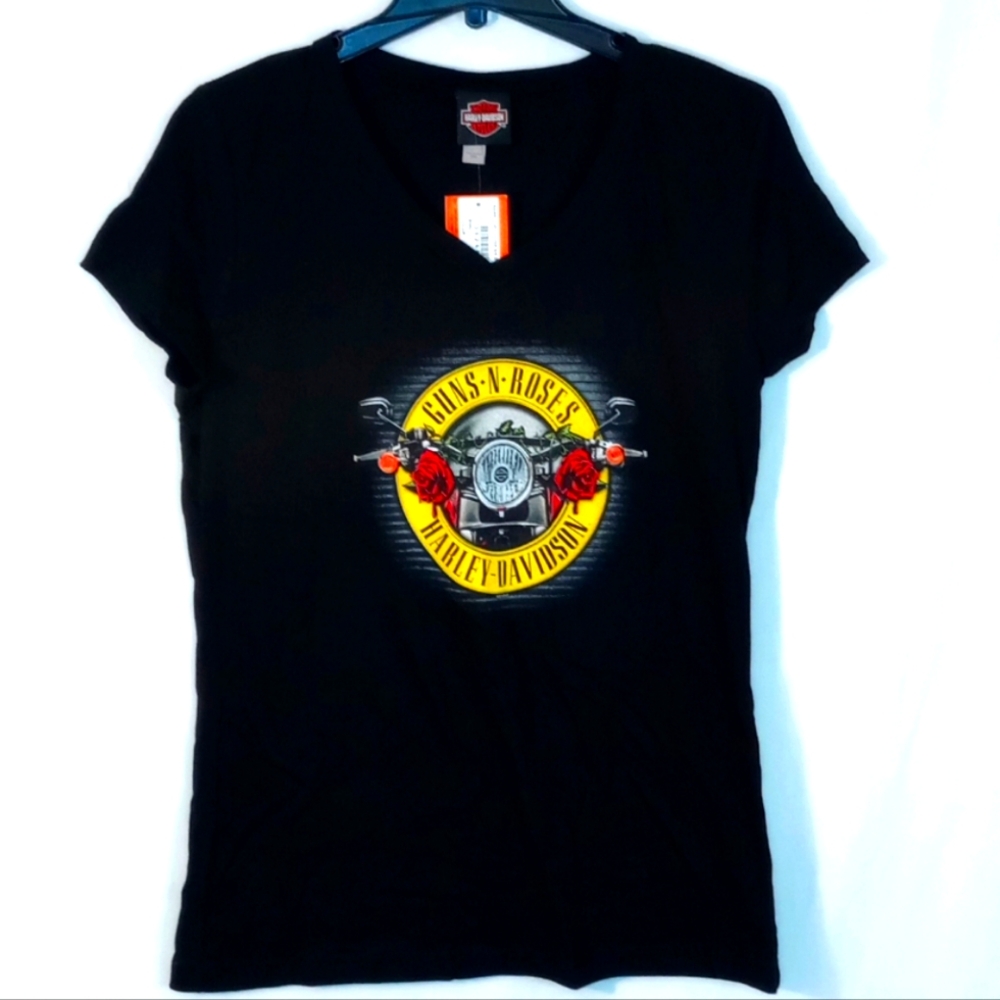 New Harley-Davidson Women Guns N Roses Black Fitted Graphic Short Sleeve Tee 2XL